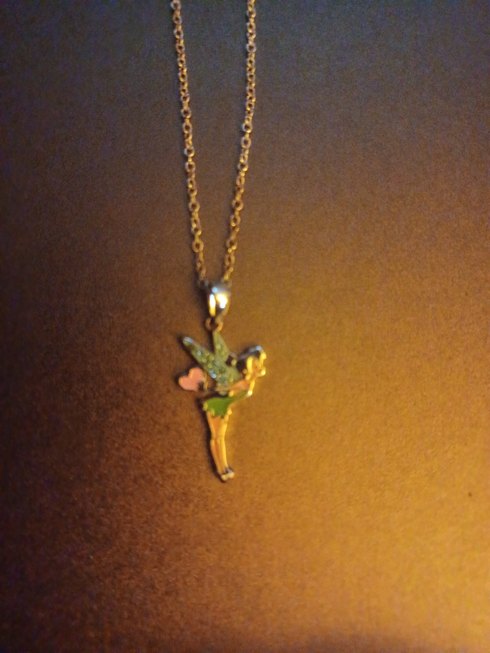 Disney Silver Tinker Bell Necklace with Pink, Green & Blue Enamel - Picture 3 of 6